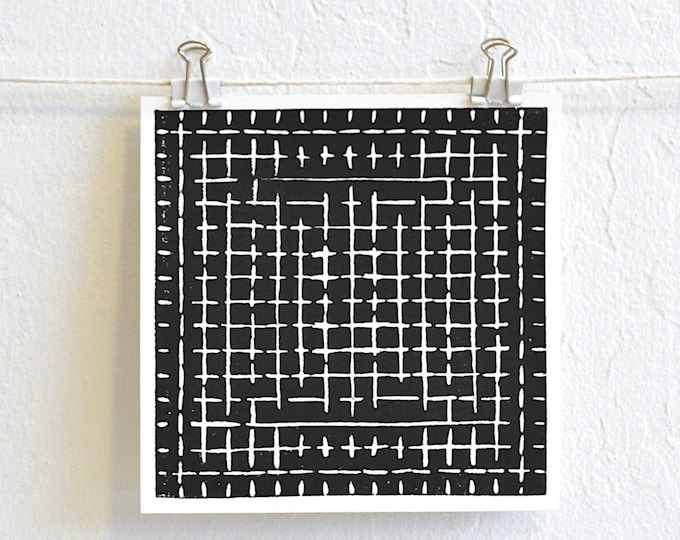 ode to Agnes - unique minimalist style hand-pressed linocut print on fine paper