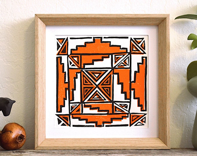 ojo de Baja - unique geometric desert modern two color block print