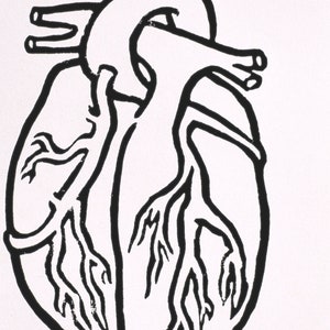 modern minimal anatomical heart block print: a simple heart, hand-pressed linocut print on paper image 2