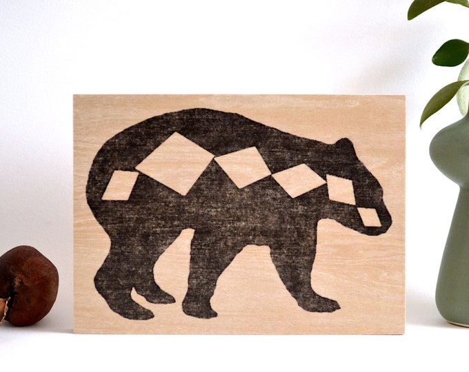 spirit bear art panel - unique modern rustic cabin decor