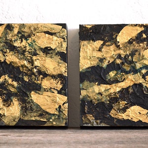 rare earth diptych set of two unique and original mixed media paintings on panel, ready to hang image 2