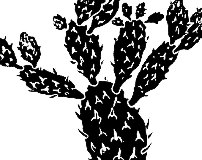 prickly pear cactus - unique desert modern hand-pressed linocut print on fine paper