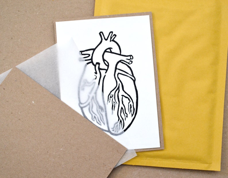 modern minimal anatomical heart block print: a simple heart, hand-pressed linocut print on paper image 6