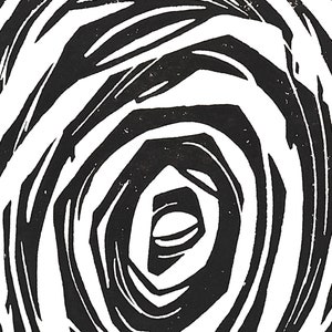 the elephant's eye modern abstract black and white linocut print image 2