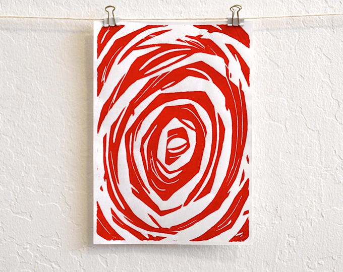 the elephant's eye - modern expressive abstract linocut print on fine paper