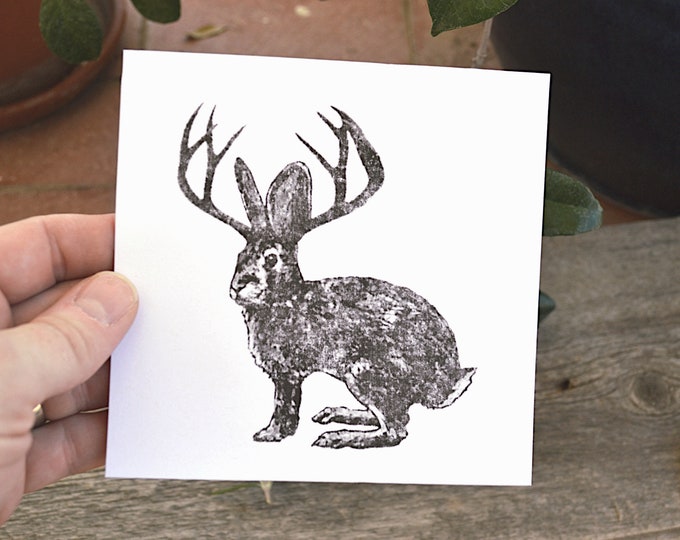 the jackalope - desert modern hand-pressed art print of my unique design