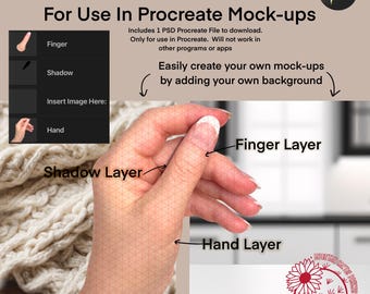 Procreate Hand Mockup Ersteller: Bearbeitbare weibliche Handschichten (PSD)