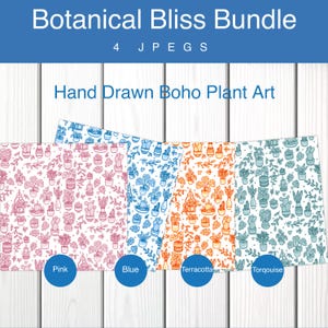 Boho Houseplant Pattern: Seamless Cactus Design (Digital Download, Commercial Use Included)