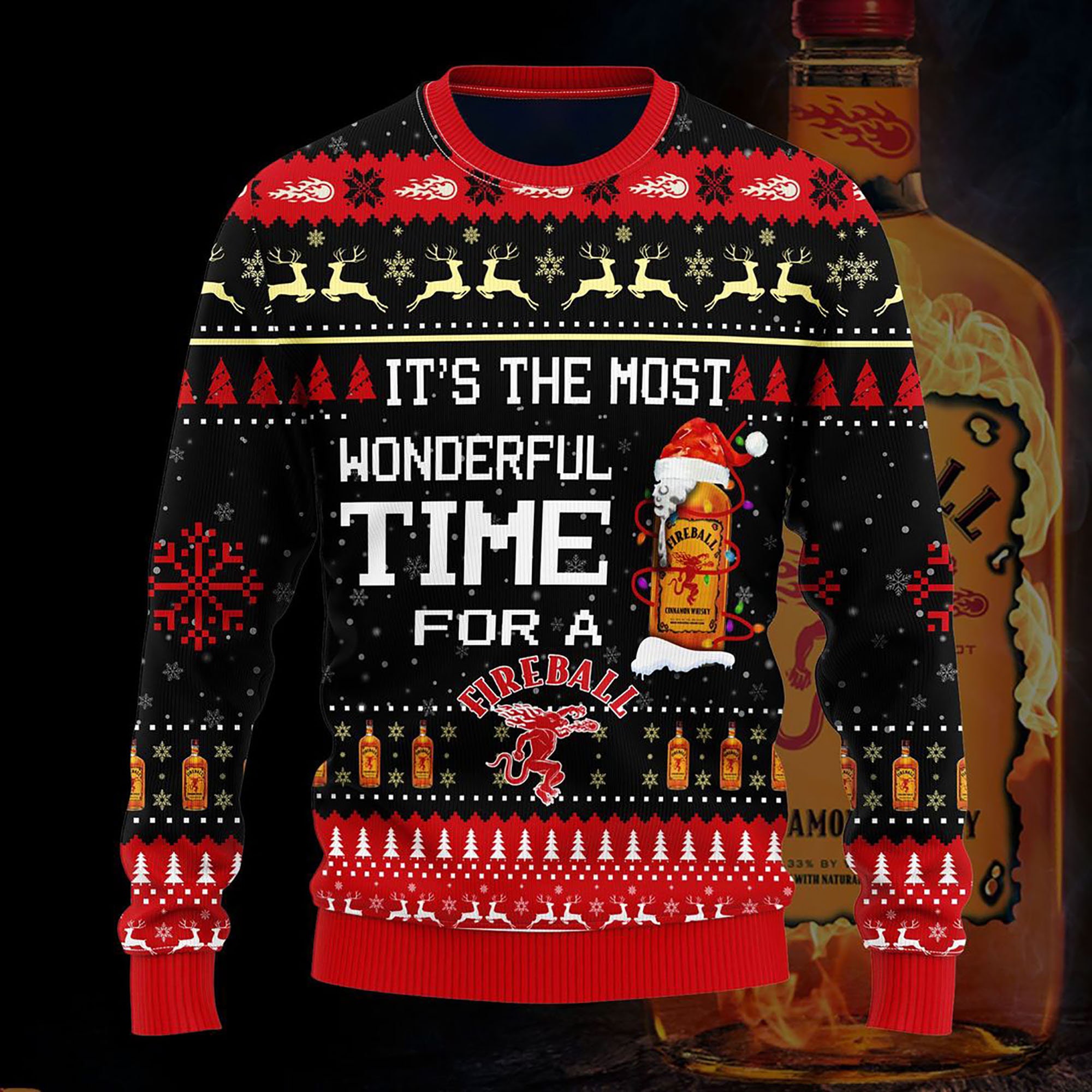3D Most Wonderful Time For A Fireball Christmas 3D Sweater