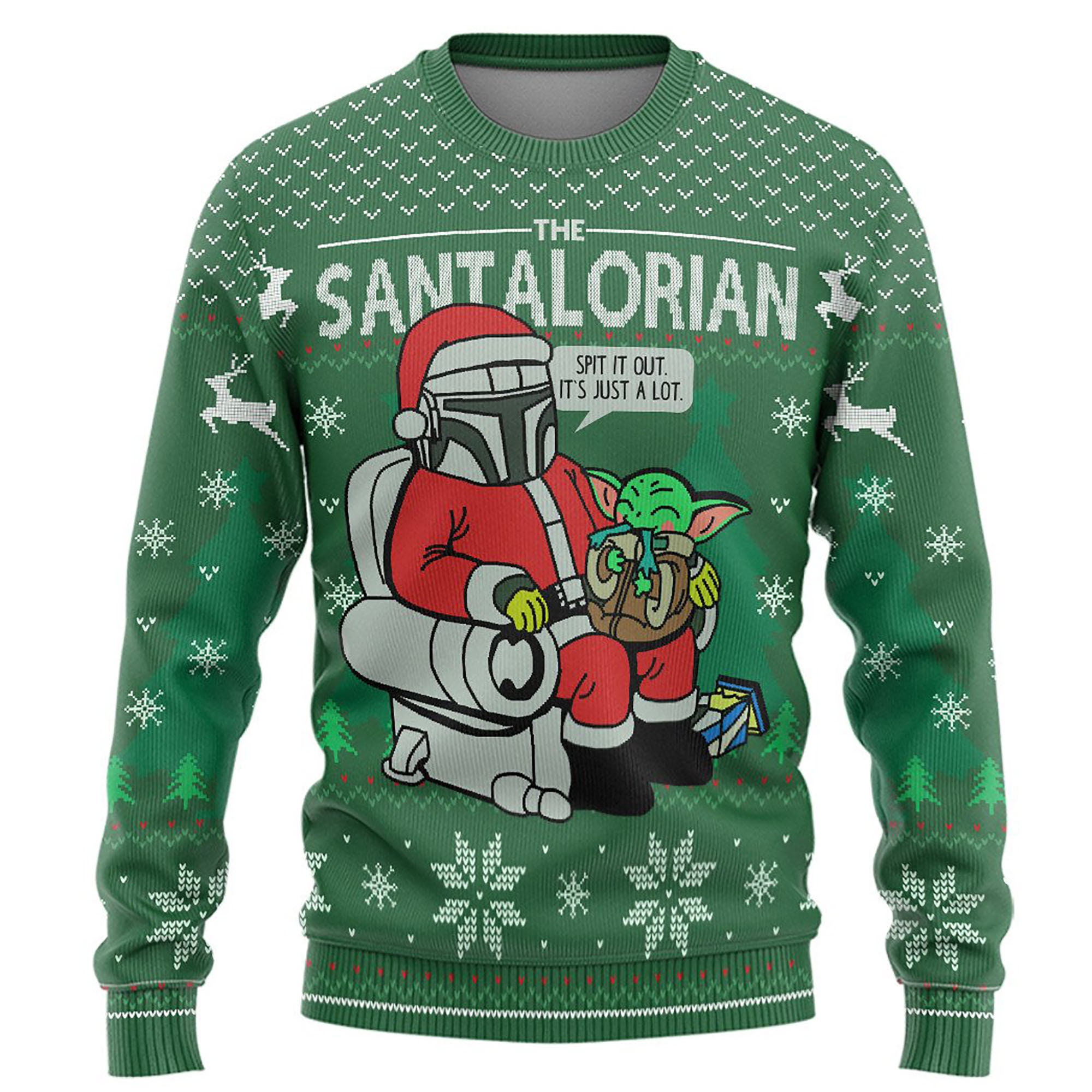 Discover 3D Santalorian Christmas Green Ugly Sweater, Christmas Xmas 3D Sweater