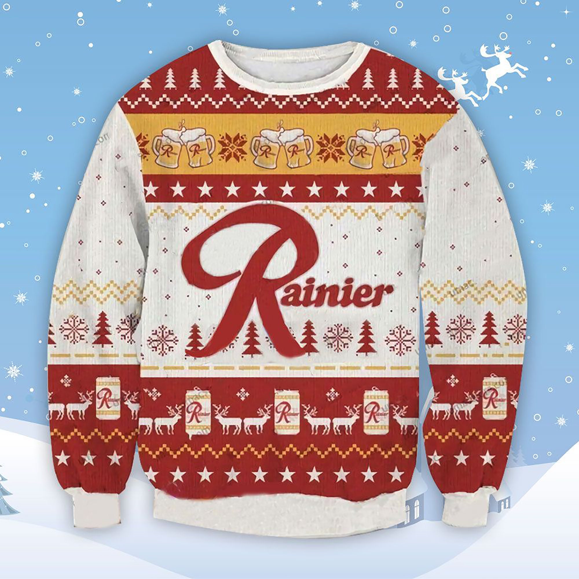 3D Rainier Beer Ugly Sweater Christmas, Christmas Xmas 3D Sweater