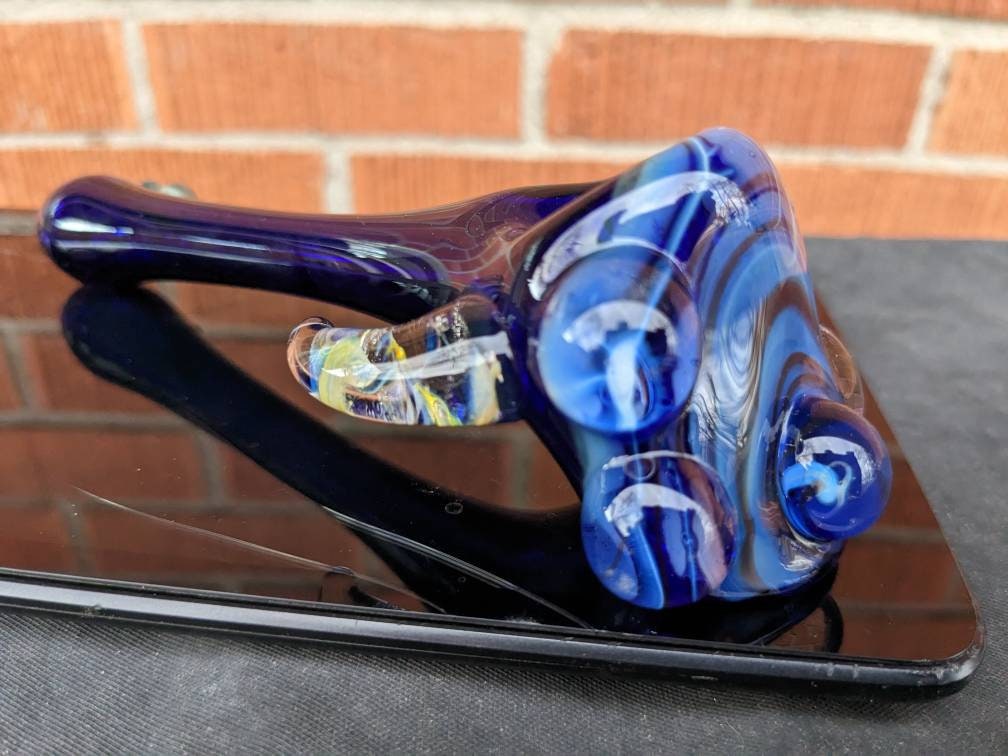 Pipes Cobalt and Neon Lace Glass Pipe For Smoking Weed