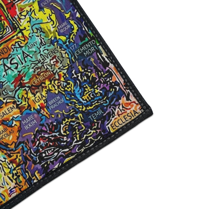 Mappa Mundi Medieval Cosmology Rug | Dark Academia Graffiti Art | Hereford World Map Decor image 15