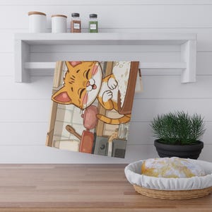 Cute Cat Tea Towels, Kitchen Decor, Gift for Cat Lovers, Cotton Home Accessory, Funny Cooking Towels