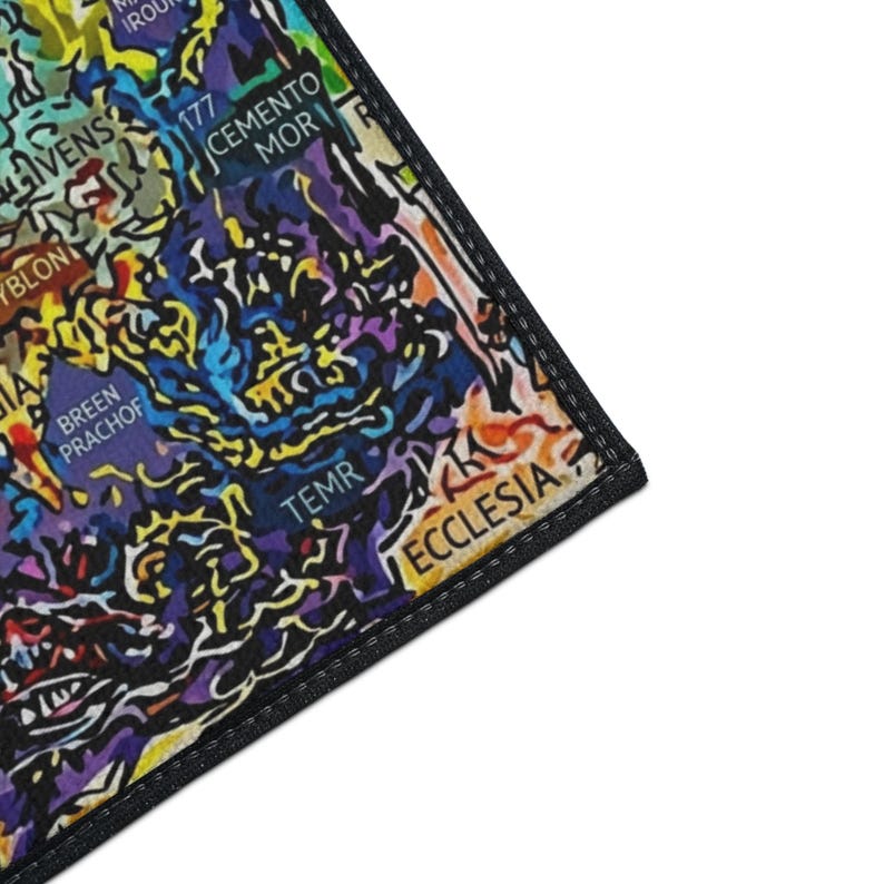 Mappa Mundi Medieval Cosmology Rug | Dark Academia Graffiti Art | Hereford World Map Decor image 13