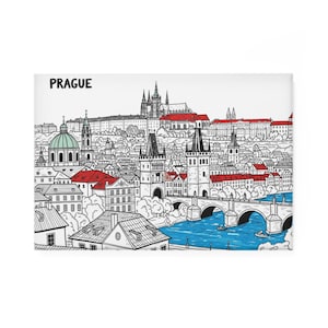 Prague Cityscape Magnet: Colorful Czech Republic Travel Souvenir