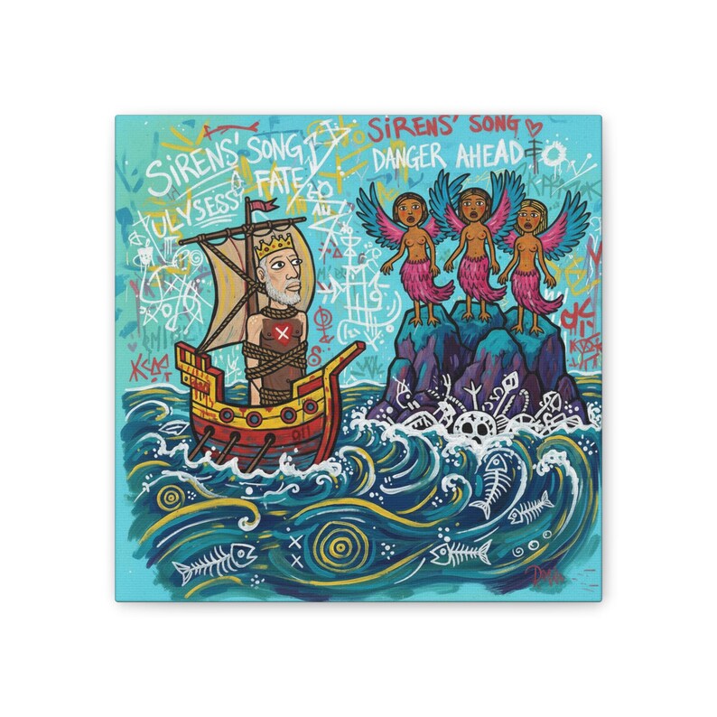 Modern Graffiti Ulysses Sirens Art Print | Greek Mythology Ocean Canvas ...
