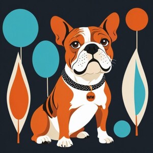 Sztuka cyfrowa Frenchie, cyfrowy wydruk buldoga, grafika z buldogiem, cyfrowy wydruk buldoga francuskiego, sztuka do druku z buldogiem