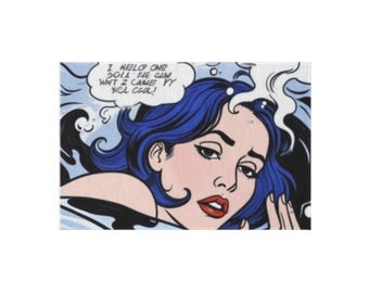 1980s Comic Book Pop Art Rug, Retro Poster Girl Power Print