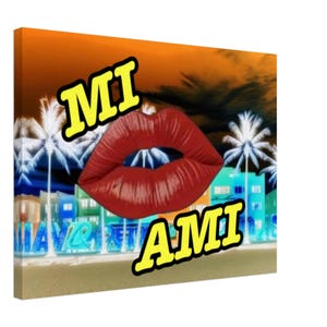 Impression de carte d'art vintage Skyline, décoration murale minimaliste de Miami Beach, affiche de voyage rétro en Floride, cadeau de l'université de Miami, carte de la ville de Miami