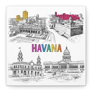 Havana City Art Canvas, Decorative Wall Art, Travel Décor, Gift for Travelers, Cuban Home Decoration
