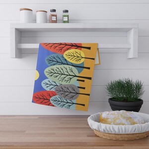 Forest Dish Towel | Pine Cone Towel | Autumn dish towel | Rustic Woodland Kitchen Decor | Nature Inspired Tea Towel Gift