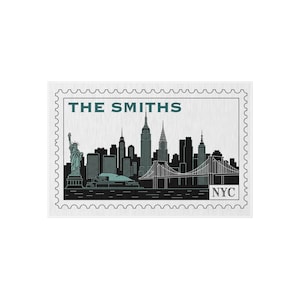 NYC Rug - Custom Family Name Rug, Personalized Area Carpet, City Theme Floor Mat, Urban Home Decor, New York City Indoor Rug