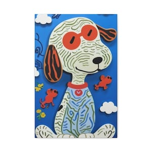 Poster da parete su tela con Snoopy - Stampa su tela con simpatico cane vintage, regalo divertente con cane dei cartoni animati, decorazione per la cameretta dei bambini, regalo per i fan dei Peanuts