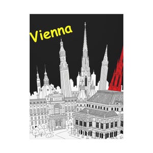 Vintage Vienna Skyline Print: Austria Travel Art, Cityscape Home Decor