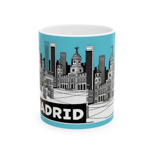 Stylish Madrid Cityscape Ceramic Mug | Madrid Skyline Mug - Iconic Spanish Cityscape Coffee Cup - Perfect Madrid Souvenir Gift