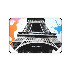 Eiffel Tower Desk Mat, Parisian Office Decor, Colorful Mouse Pad, Gifts for Travel Lovers, Desk Accessories for Home or Work