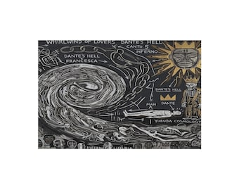Whirlwind of Lovers Blake Graffiti Art | Dante's Inferno Rug | | Canto 5 Francesca Neo-Expressionist Floor Mat