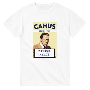 Camiseta de Albert Camus: Vivir mata, filosofía existencial