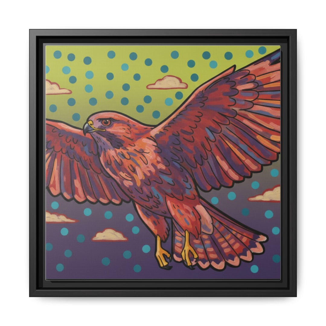 Modern Pop Art Hawk Framed Canvas Print - Bold Colorful Raptor Wall Art ...