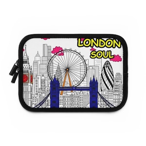 London Soul Laptop Tasche | Kultige UK City Tech Cover | Big Ben Tower Bridge britisches Geschenk