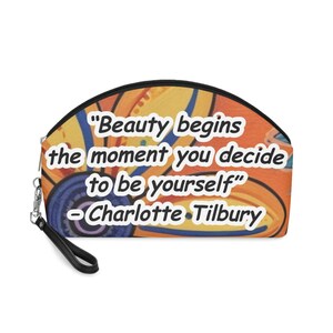 Daisy Makeup Bag, Floral Cosmetic Pouch, Beauty Quote Bag, Inspirational Beauty Storage, Gift for Makeup Lovers, Fashion Accessory