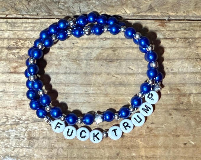 Blue Friendship Bracelet Set (2 bracelets) | FDT |  Solidarity | Ally | Democrat | Fuck Donald Trump | P2