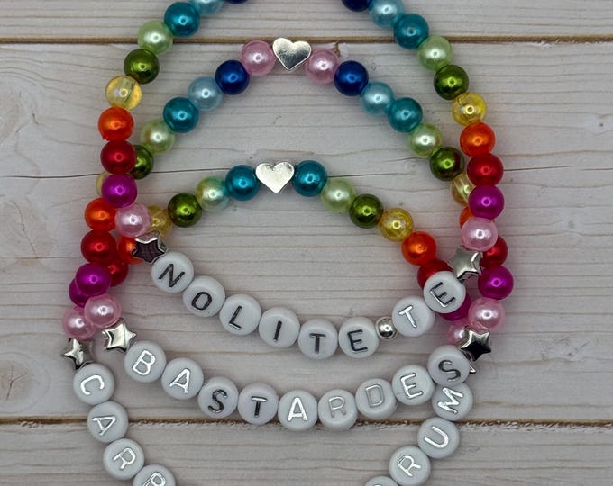 Nolite Te Bastardes Carborundorum Bracelet Set: Handmaid's Tale Resist Jewelry