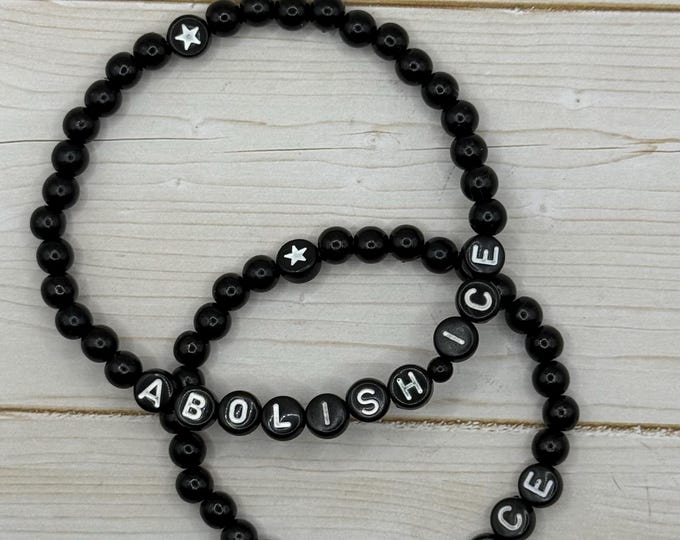 Fuck ICE/Abolish ICE Beaded Bracelet: Political Statement Jewelry with Free ICE whistle