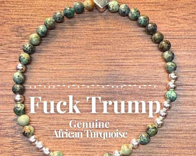 African Turquoise FUCK TRUMP Morse Code Bracelet – FDT Resist, Anti-Trump Political, Liberal