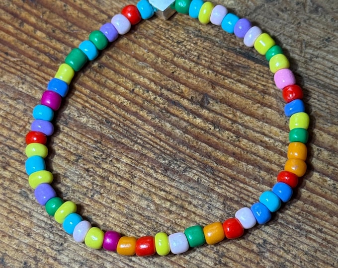 Rainbow Beaded Bracelet | Czech Glass Beads | LGBQTIA+ | Gay | Queer | Lesbian | Pride | Ally