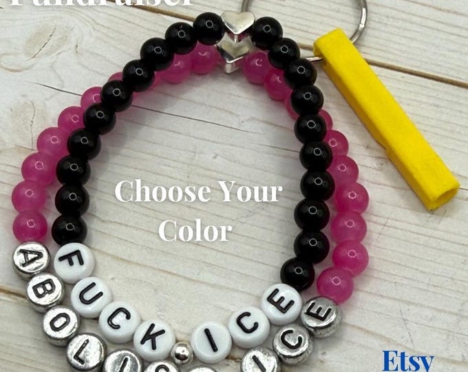Abolish Fuck ICE Beaded Bracelet and Whistle Fundraiser Feminist Solidarity Jewelry