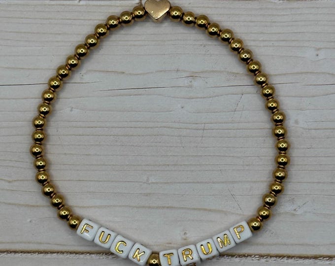 Fuck Trump Beaded Stretch Bracelet - Political Protest Jewelry FDT