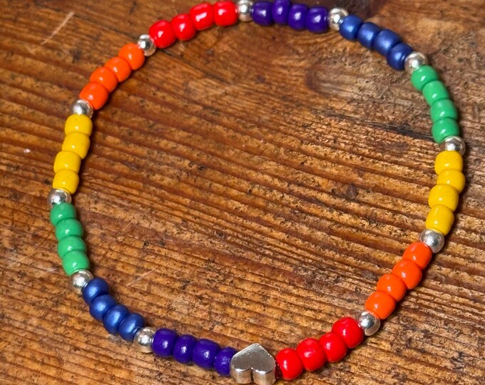Pride Beaded Bracelet | Czech Glass Beads | LGBQTIA+ | Gay | Queer | Lesbian | Ally