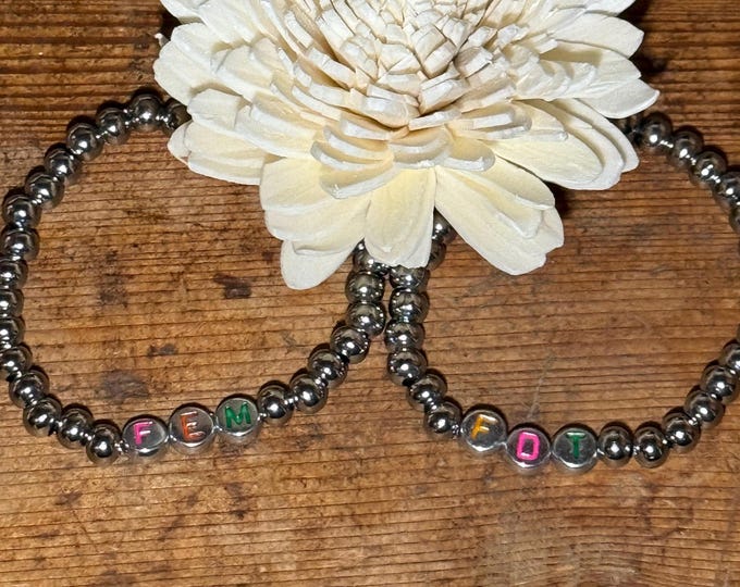 FDT FEM Bracelet Set: Stainless Steel, Acrylic Letters