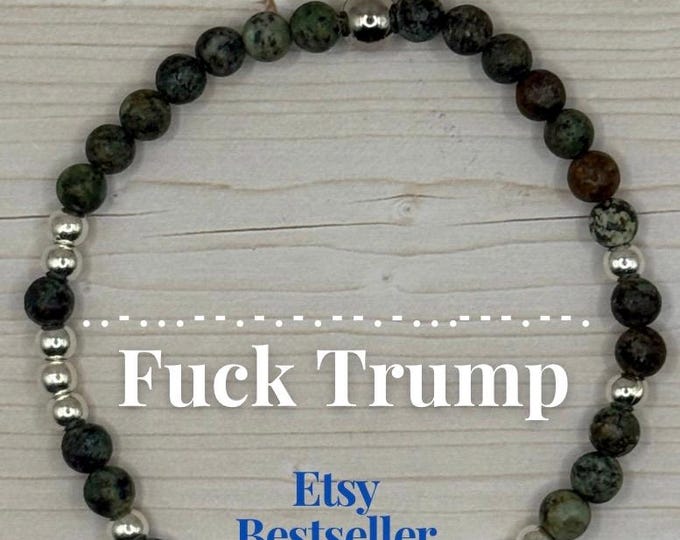 African Turquoise FUCK TRUMP Morse Code Bracelet – FDT Resist, Anti-Trump Political, Liberal