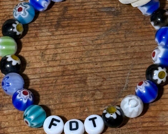 FDT Friendship Bracelet: Millefiori Flower Lampwork Glass Beads