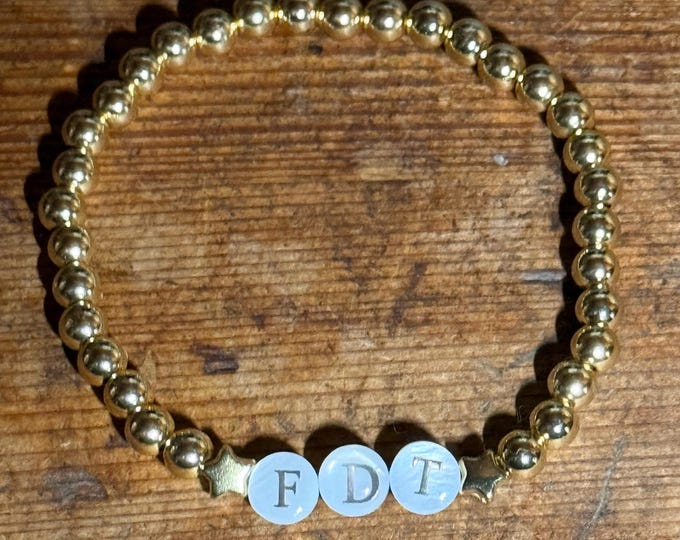 Gold Tone Friendship Bracelet: Mother of Pearl Anti-Trump Ally Jewelry