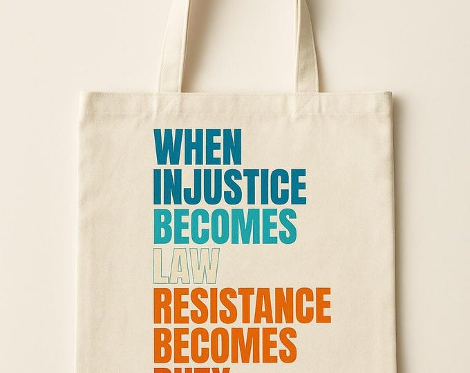Resist Tote Bag: Durable Canvas Reusable Grocery Bag