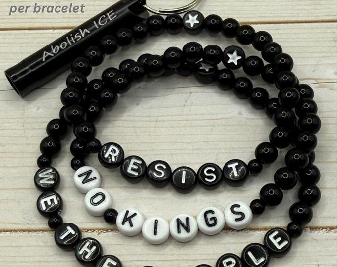 Handmade FDT Protest Bracelet, Choose 'No Kings', 'Resist', 'We The People' (Fundraiser)
